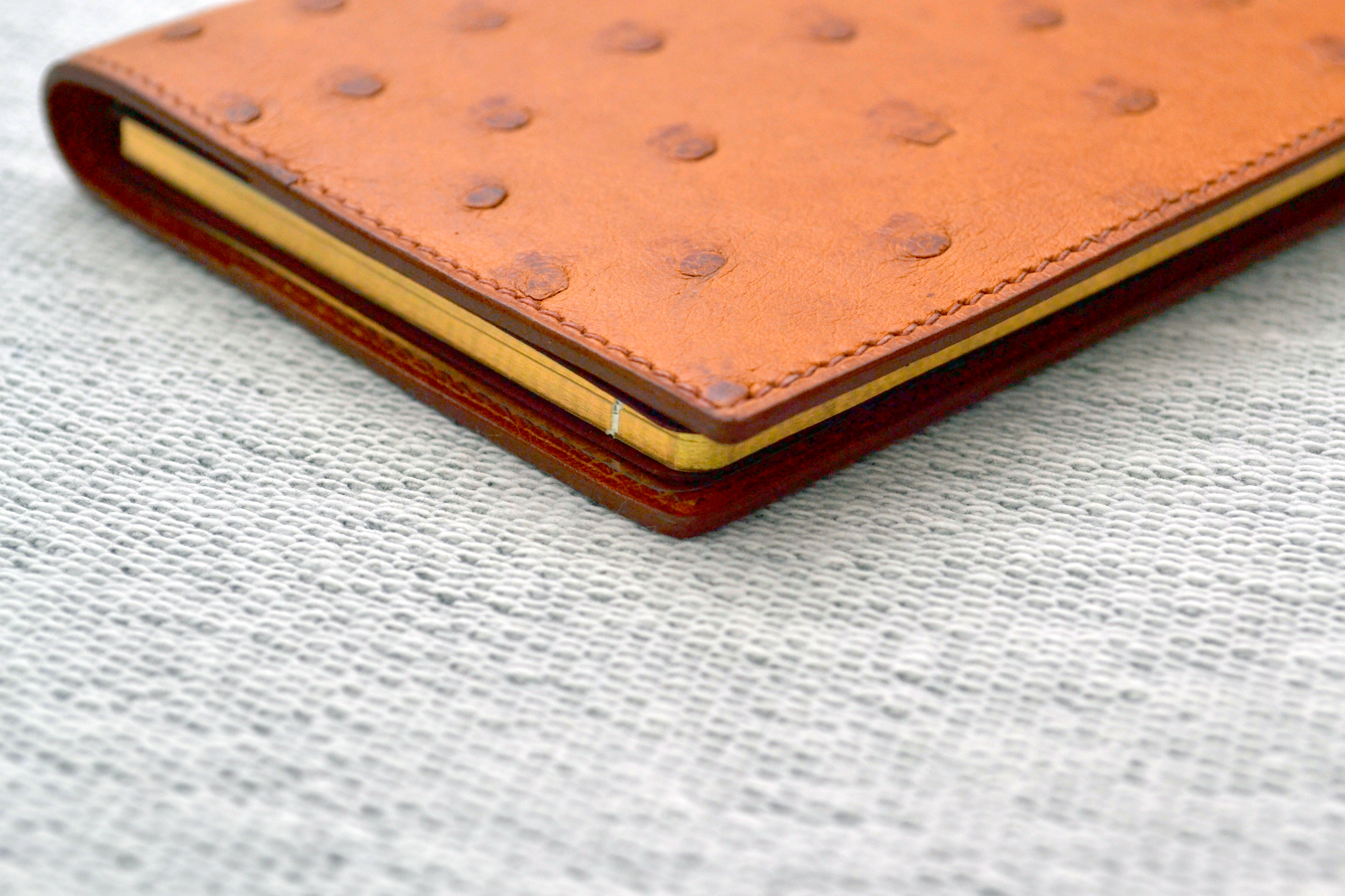 HERMES Notebook Cover in Red Ostrich Leather For Sale at 1stDibs